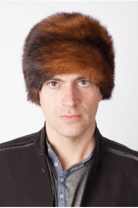 Polecat fur hat - dark brown